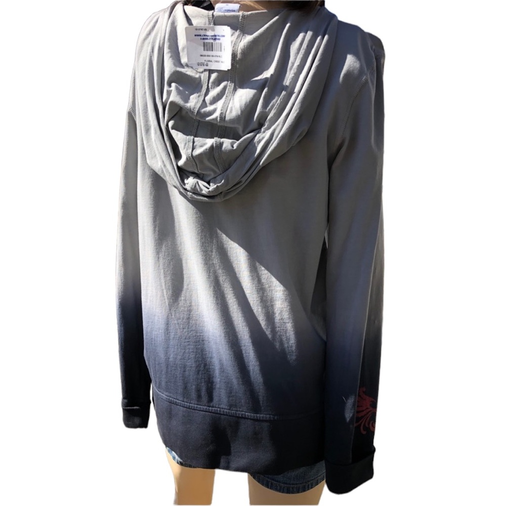Crazy Shirts Long Sleeve Hoodie Ombré V Neck Lotus Print Tee Size Medium - Picture 8 of 10